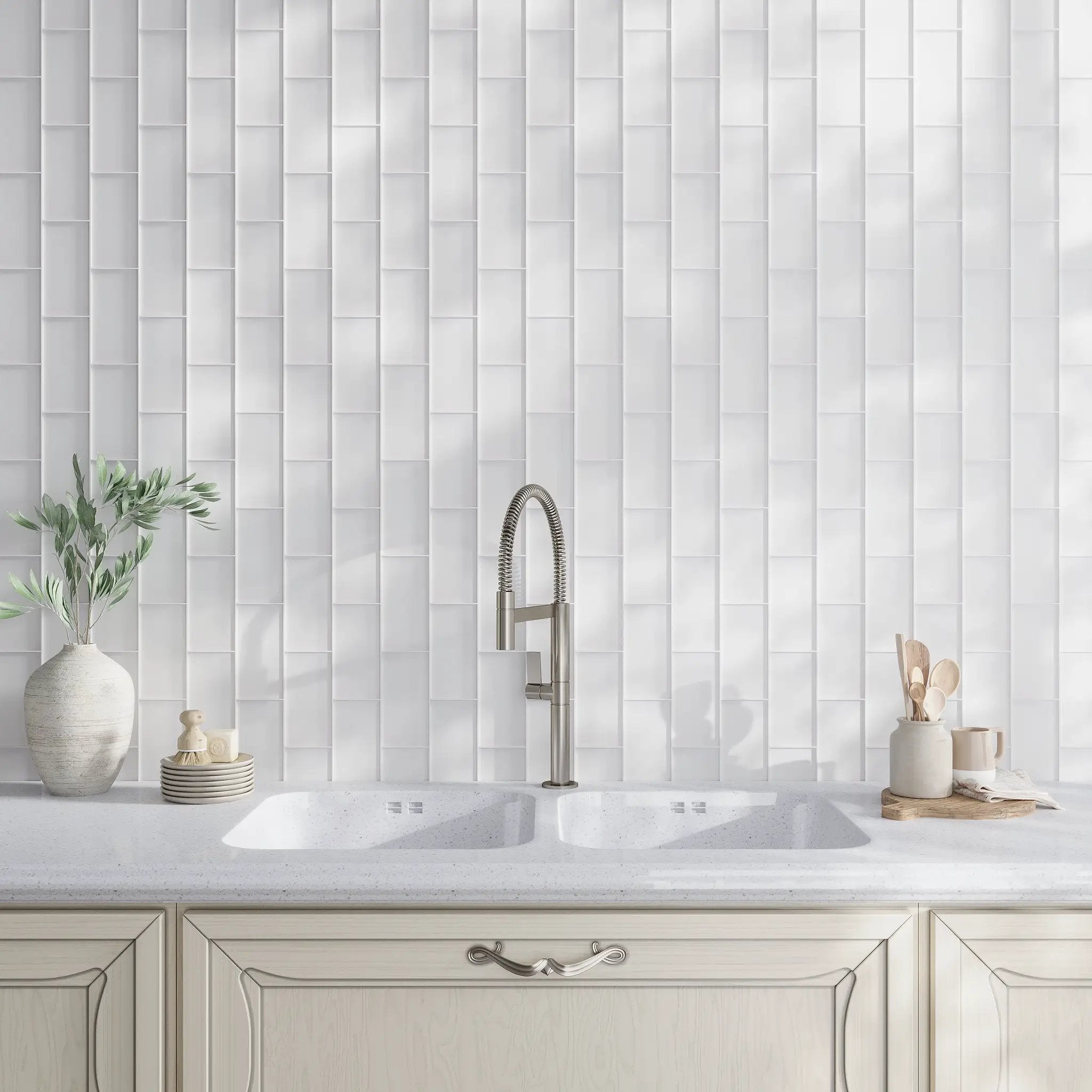 White 3x6 Matte Subway Glass Tile (40 pack, 5 sq ft/case) by Apollo Tile