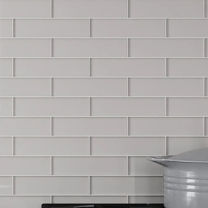 Warm Greige 3x12 Glossy Subway Glass Tile (20 pack, 5 sq ft/case) by Apollo Tile