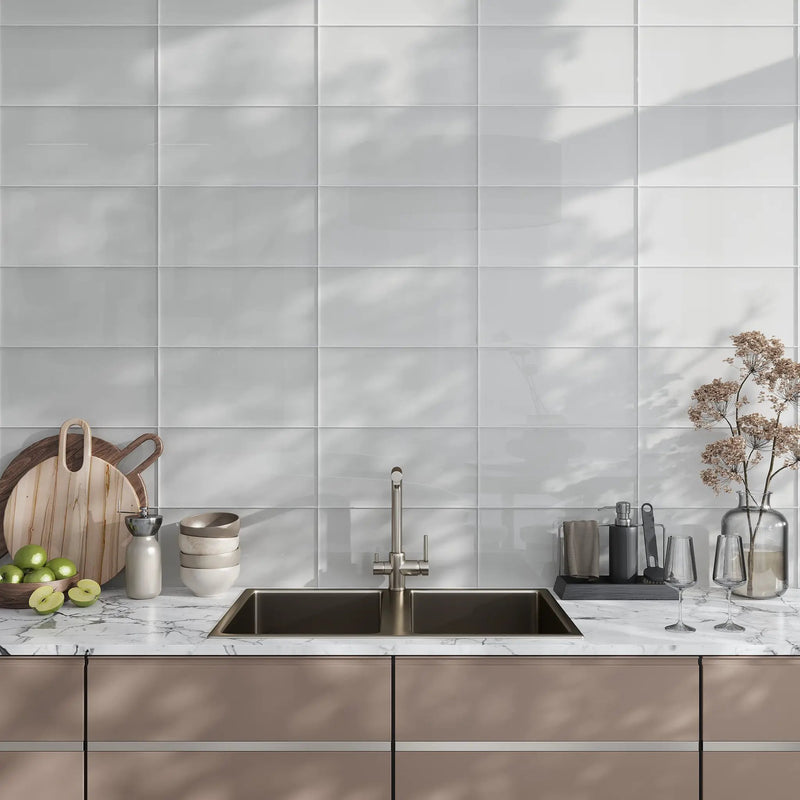 Warm Greige 8x16 Glossy Subway Glass Tile (15 pack, 13.33 sq ft/case) by Apollo Tile