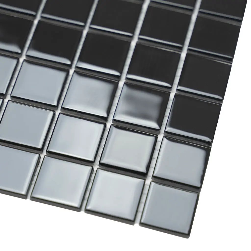 Black 12x12 Glossy Square Glass Mosaic Tile (10 pack, 9.67 sq ft/case) by Apollo Tile
