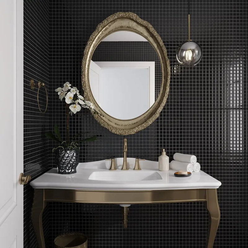 Black 12x12 Glossy Square Glass Mosaic Tile (10 pack, 9.67 sq ft/case) by Apollo Tile