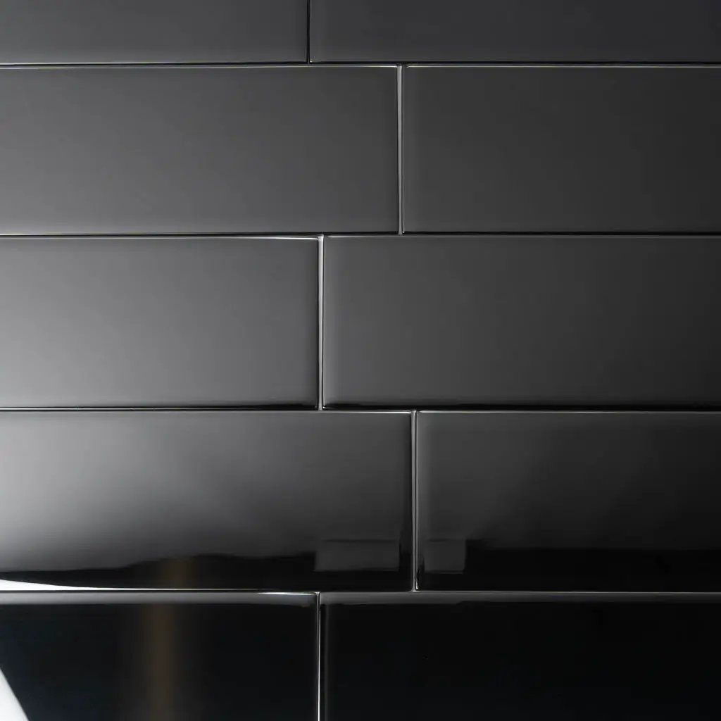 Black 4x16 Glossy Subway Glass Tile (12 pack, 5.33 sq ft/case) by Apollo Tile