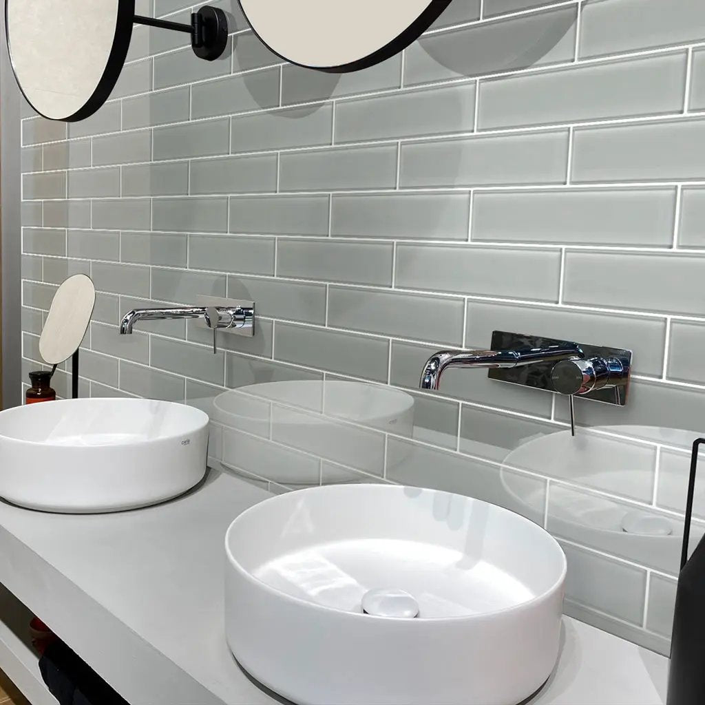 Gray 3x12 Glossy Subway Glass Tile (20 pack, 5 sq ft/case) by Apollo Tile