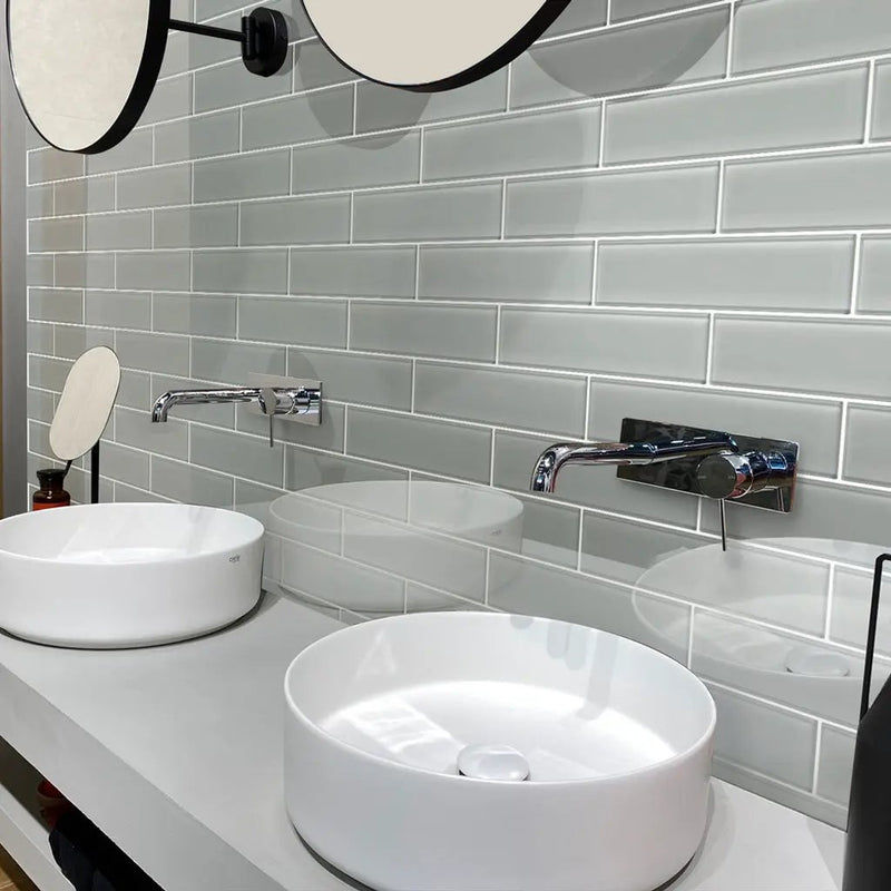 Gray 3x12 Glossy Subway Glass Tile (20 pack, 5 sq ft/case) by Apollo Tile
