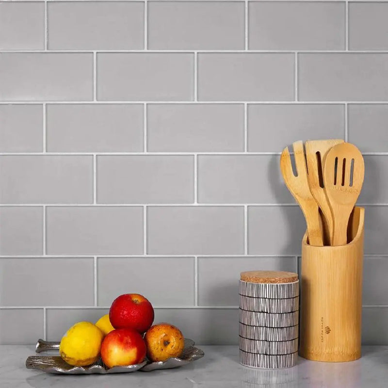 Gray 3x6 Matte Subway Glass Tile (40 pack, 5 sq ft/case) by Apollo Tile