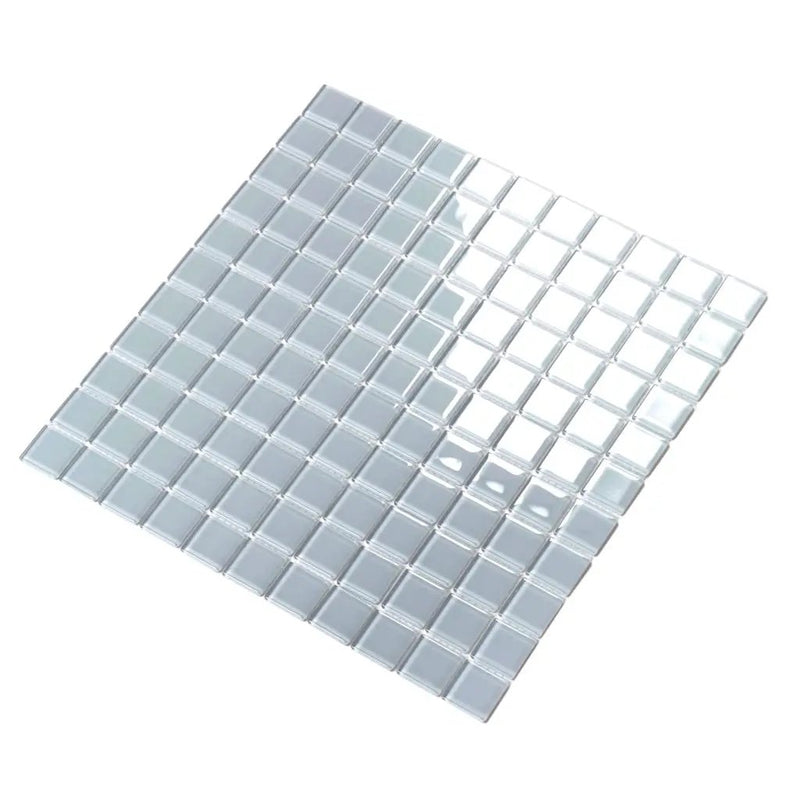 Gray 12x12 Glossy Square Glass Mosaic Tile (10 pack, 9.67 sq ft/case) by Apollo Tile