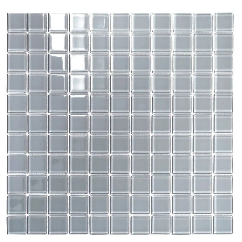 Gray 12x12 Glossy Square Glass Mosaic Tile (10 pack, 9.67 sq ft/case) by Apollo Tile