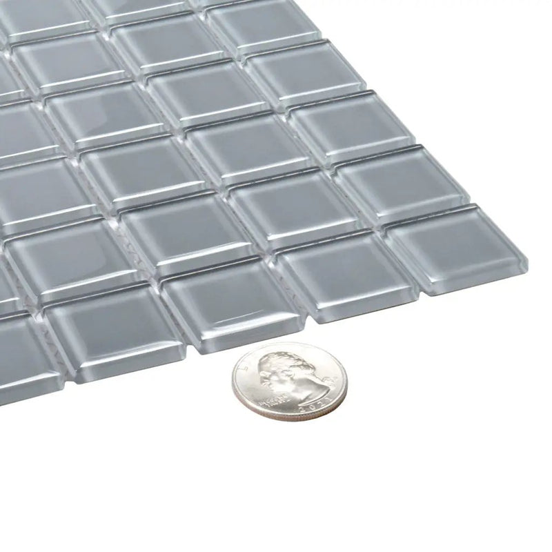 Gray 12x12 Glossy Square Glass Mosaic Tile (10 pack, 9.67 sq ft/case) by Apollo Tile