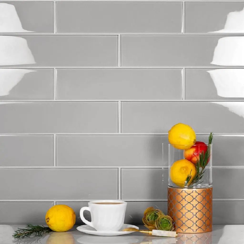 Gray 3x12 Glossy Subway Glass Tile (20 pack, 5 sq ft/case) by Apollo Tile