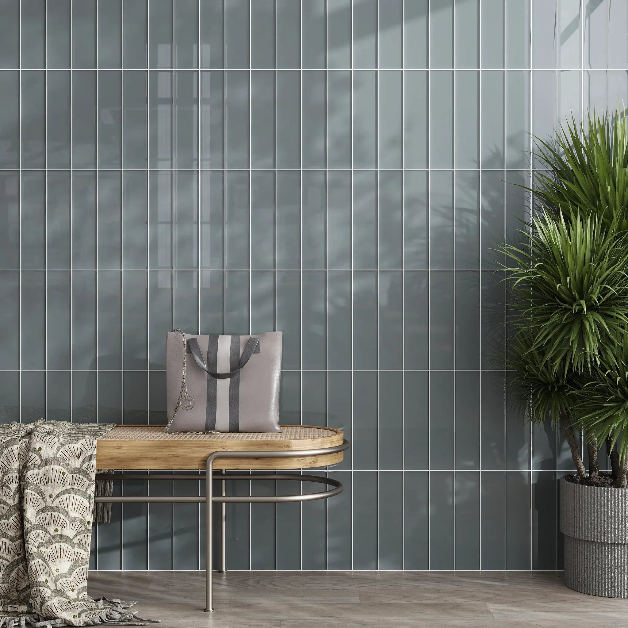 Stone Blue 3x12 Glossy Subway Glass Tile (20 pack, 5 sq ft/case) by Apollo Tile