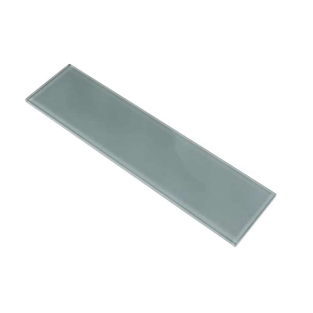 Gray 4x16 Glossy Subway Glass Tile (12 pack, 5.33 sq ft/case) by Apollo Tile