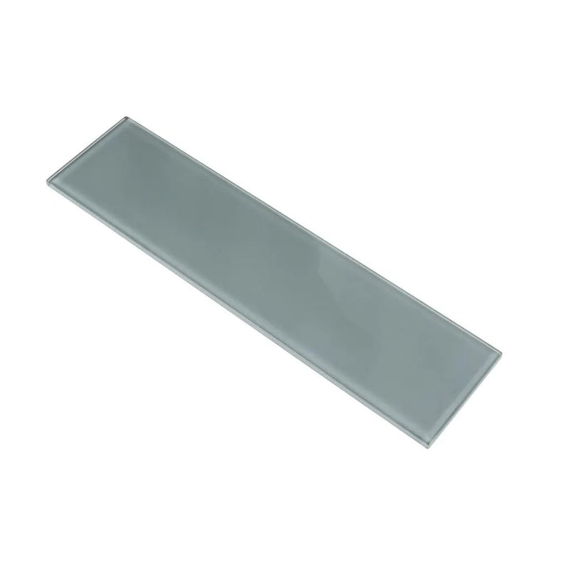 Gray 4x16 Glossy Subway Glass Tile (12 pack, 5.33 sq ft/case) by Apollo Tile