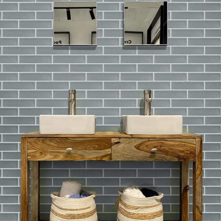 Stone Blue 3x12 Matte Subway Glass Tile (20 pack, 5 sq ft/case) by Apollo Tile