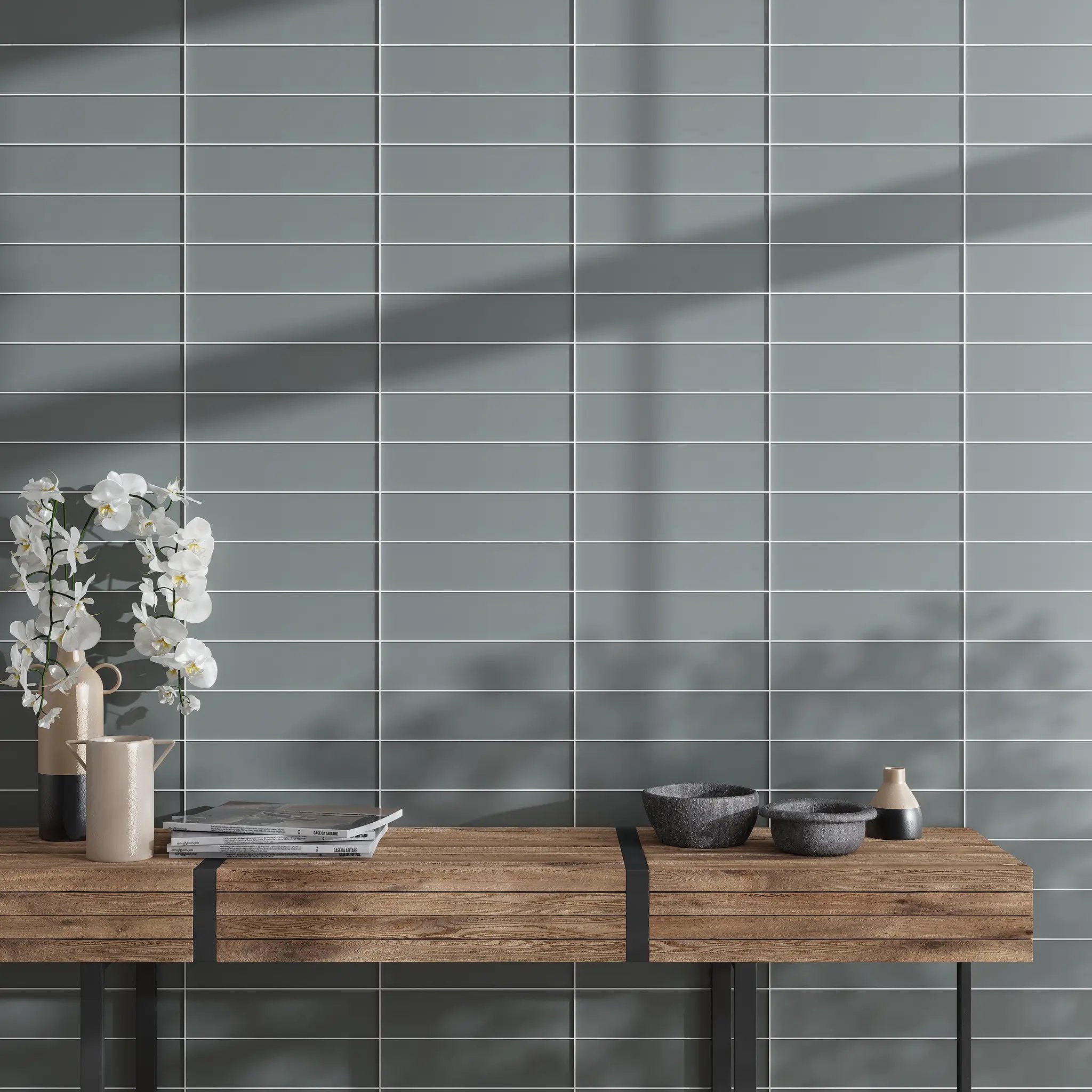 Stone Blue 3x12 Matte Subway Glass Tile (20 pack, 5 sq ft/case) by Apollo Tile
