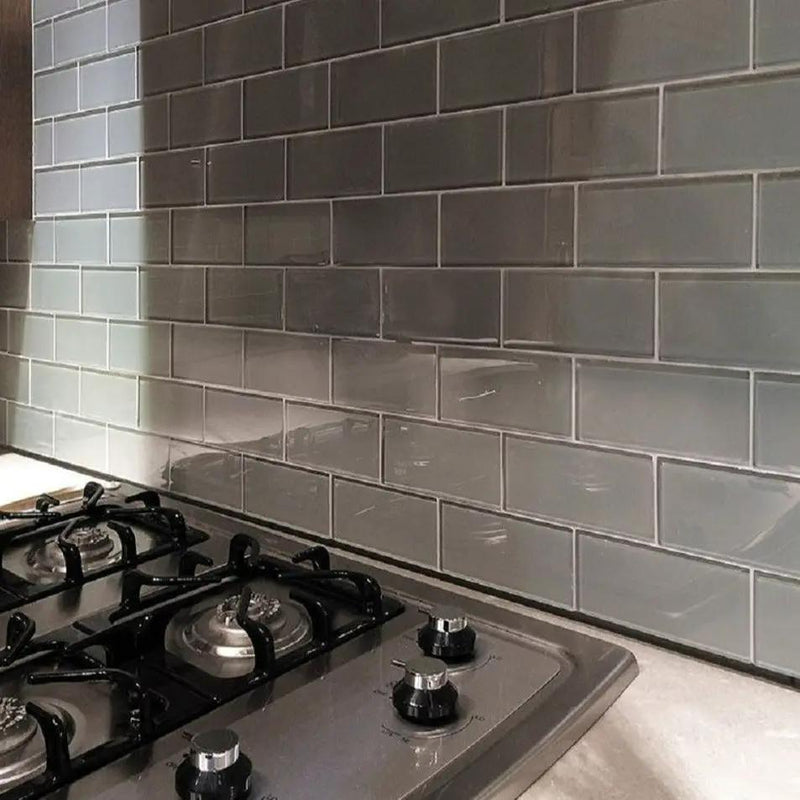 Stone Blue 3x6 Glossy Subway Glass Tile (40 pack, 5 sq ft/case) by Apollo Tile