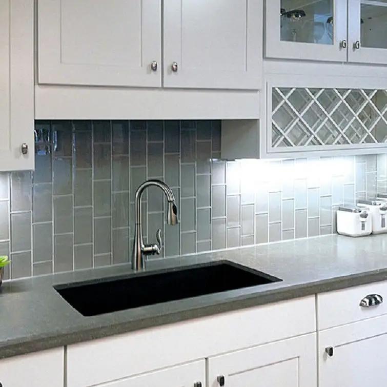 Stone Blue 3x6 Glossy Subway Glass Tile (40 pack, 5 sq ft/case) by Apollo Tile