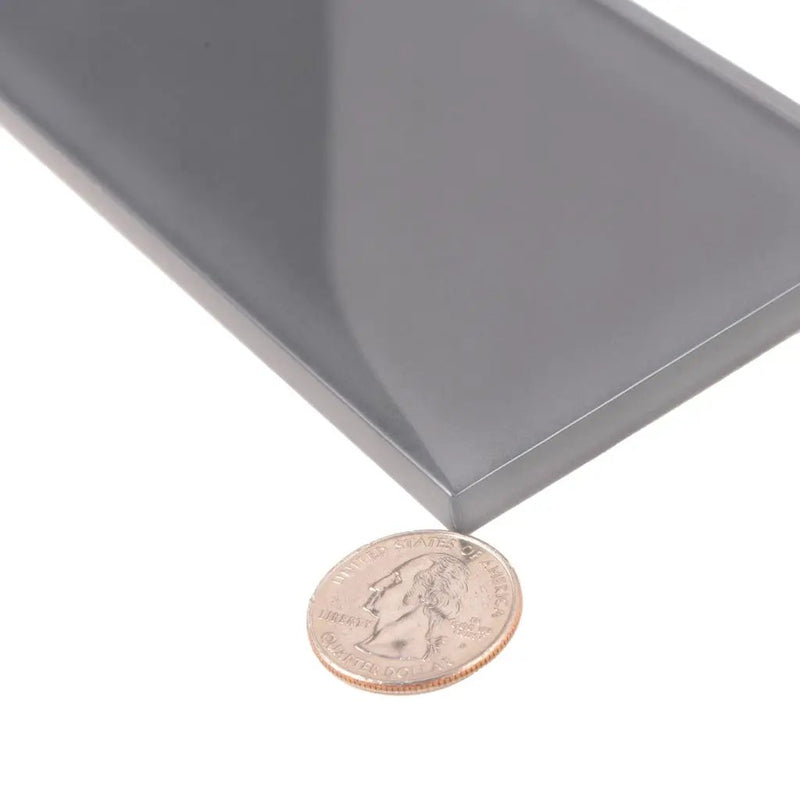 Coin Gray 3x6 Glossy Subway Glass Tile (40 pack, 5 sq ft/case)
