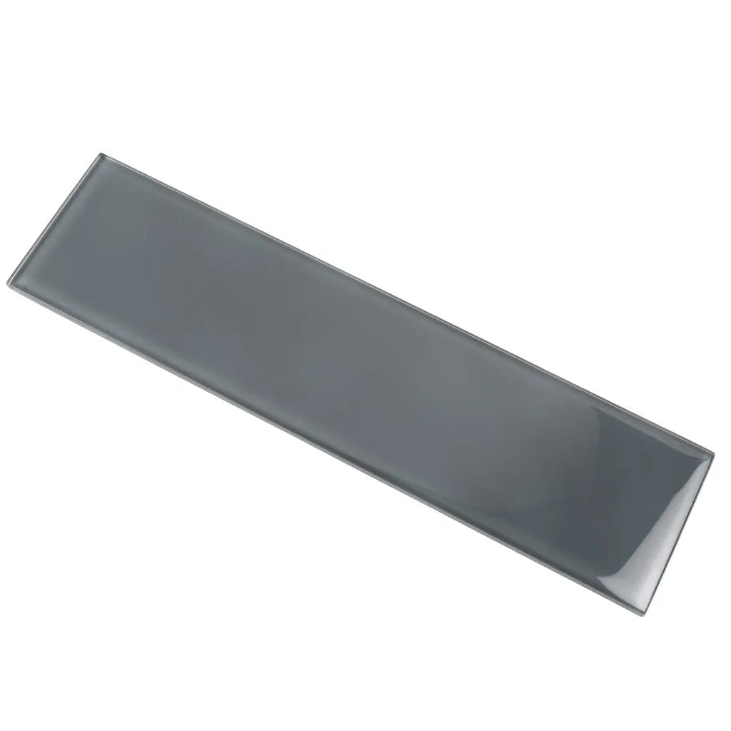 Coin Gray 4x16 Glossy Subway Glass Tile (12 pack, 5.33 sq ft/case) by Apollo Tile