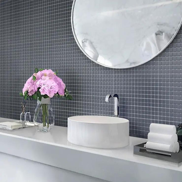 Coin Gray 12x12 Matte Square Glass Mosaic Tile (10 pack, 9.67 sq ft/case)