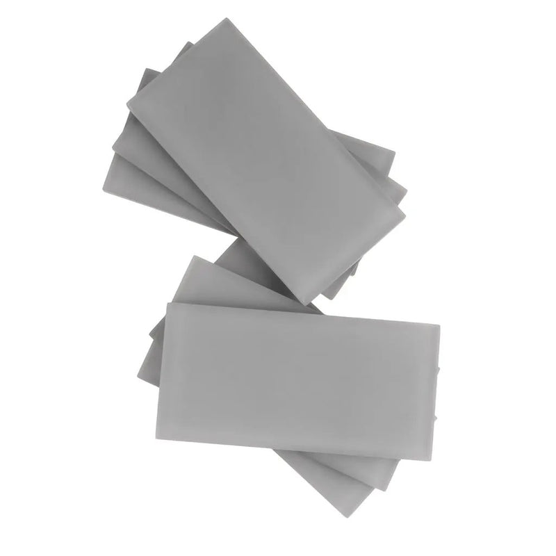 Coin Gray 3x6 Matte Subway Glass Tile (40 pack, 5 sq ft/case) by Apollo Tile