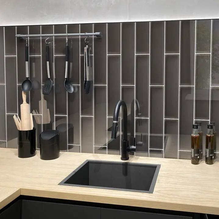 Ash Gray 3x12 Glossy Subway Glass Tile (20 pack, 5 sq ft/case) by Apollo Tile