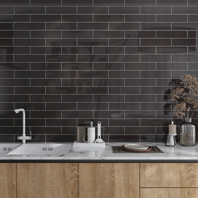 Ash Gray 3x12 Glossy Subway Glass Tile (20 pack, 5 sq ft/case) by Apollo Tile