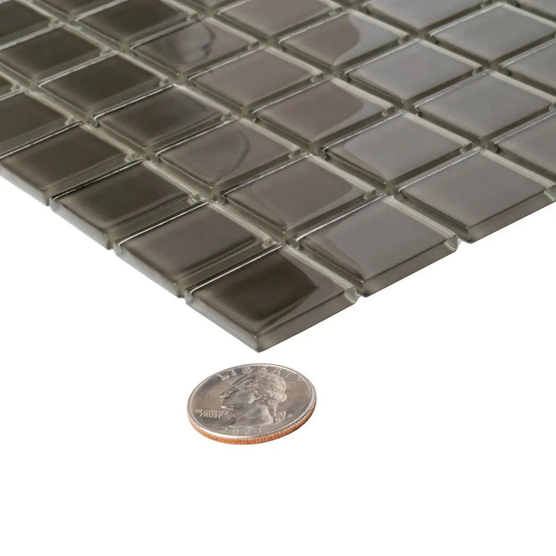 Ash Gray 12x12 Glossy Square Glass Mosaic Tile (10 pack, 9.67 sq ft/case)