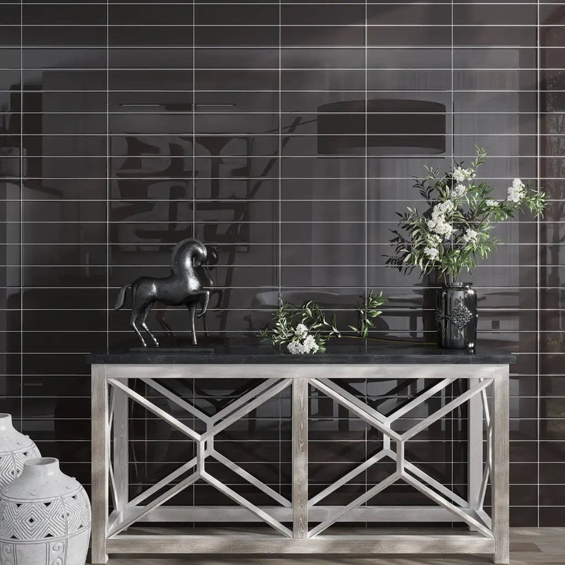 Ash Gray 4x16 Glossy Subway Glass Tile (12 pack, 5.33 sq ft/case) by Apollo Tile