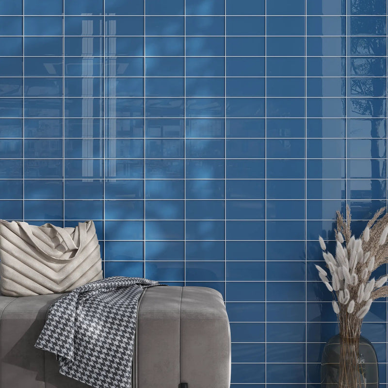Cerulean Blue 3x6 Glossy Subway Glass Tile (40 pack, 5 sq ft/case) by Apollo Tile