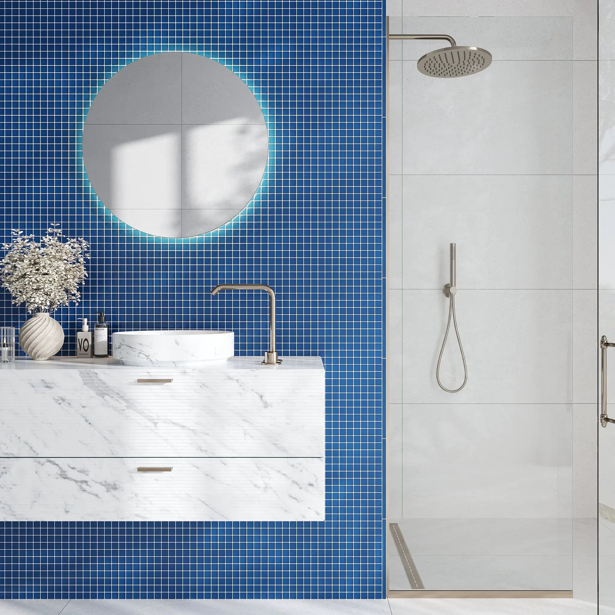 Cerulean Blue 12x12 Matte Square Glass Mosaic Tile (10 pack, 9.67 sq ft/case) by Apollo Tile
