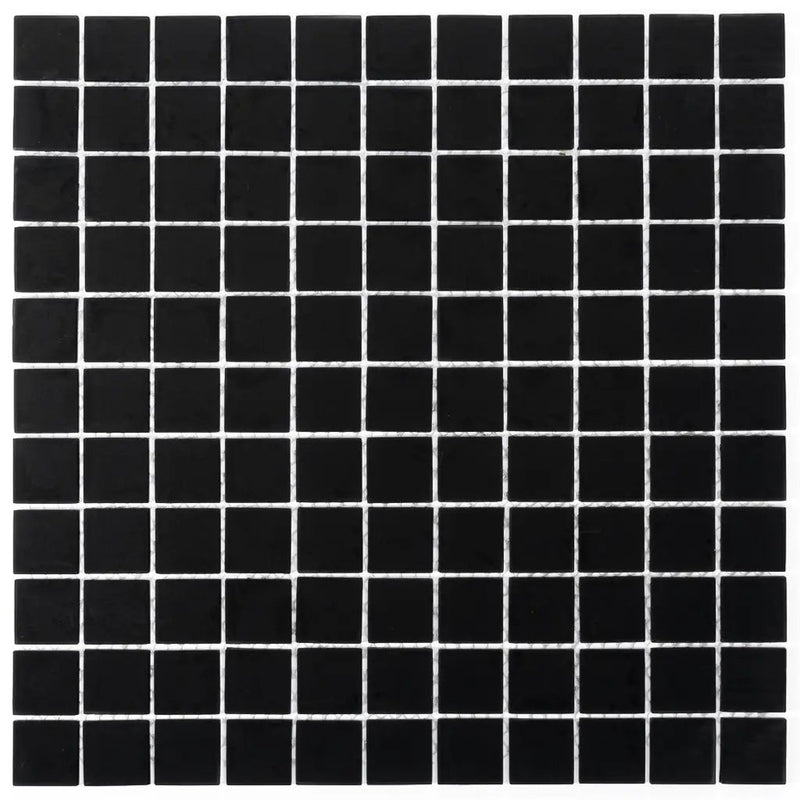 Black 12x12 Matte Square Glass Mosaic Tile (10 pack, 9.67 sq ft/case) by Apollo Tile