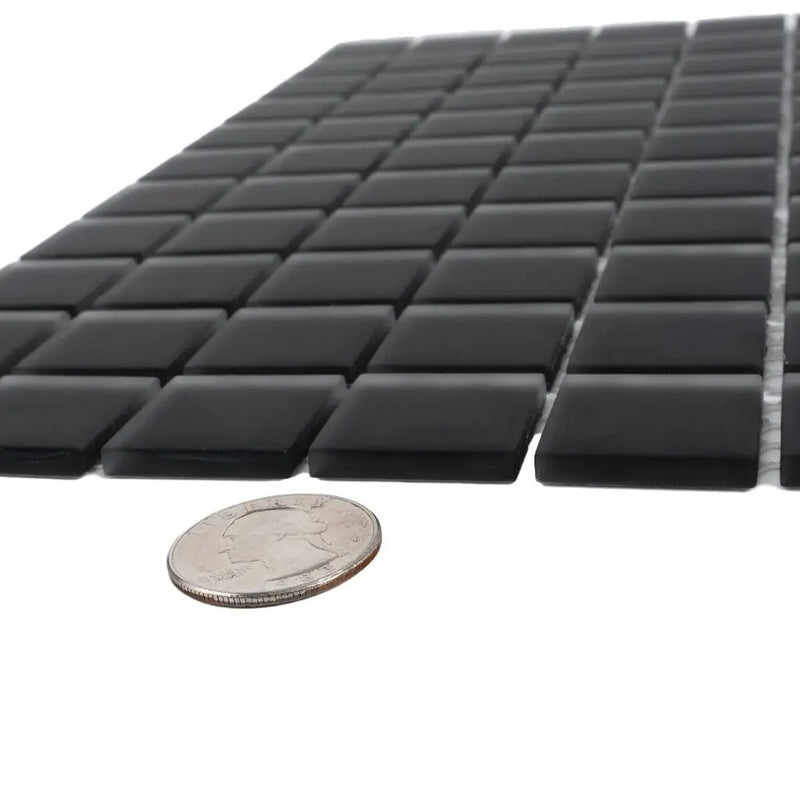 Black 12x12 Matte Square Glass Mosaic Tile (10 pack, 9.67 sq ft/case) by Apollo Tile