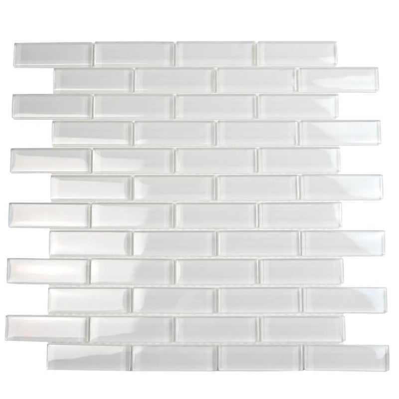 White 12x12 Glossy Brick Glass Mosaic Tile (5 pack, 4.92 sq ft/case) by Apollo Tile