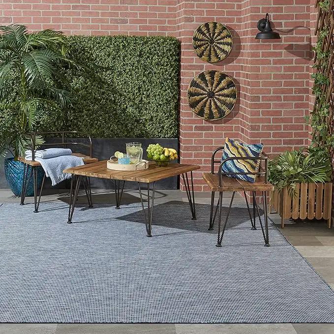 Nourison Positano Indoor-Outdoor Navy Blue 4' x 6' Area Rug, Easy Cleaning, Non Shedding, Bed Room, Living Room, Dining Room, Backyard, Deck, Patio (4x6) by GreenHaven Gardens