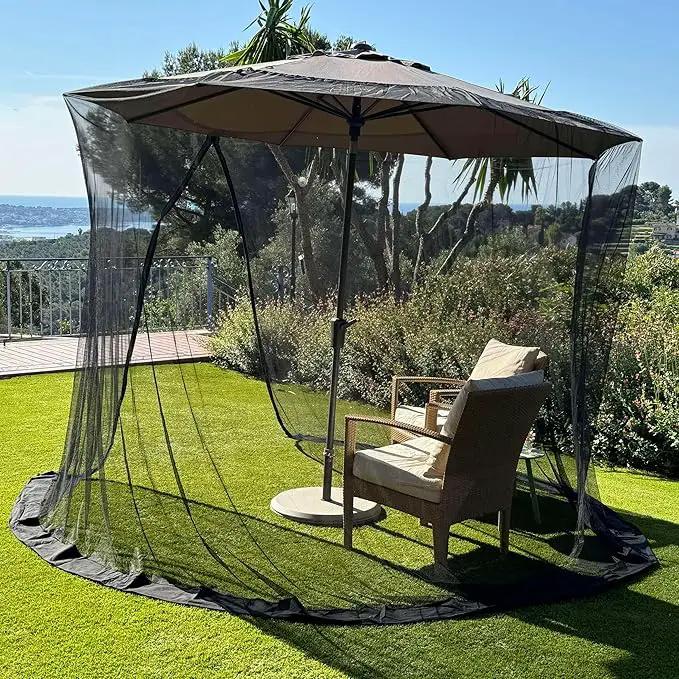 Mosquito Net for Umbrella 11 FT | Large Sizes & Fabric Designed for Outdoors | Insect House Screen Netting for Patio, Porch & Garden Terrace | Outside Canopy Bug & Fly Protection Enclosure by GreenHaven Gardens