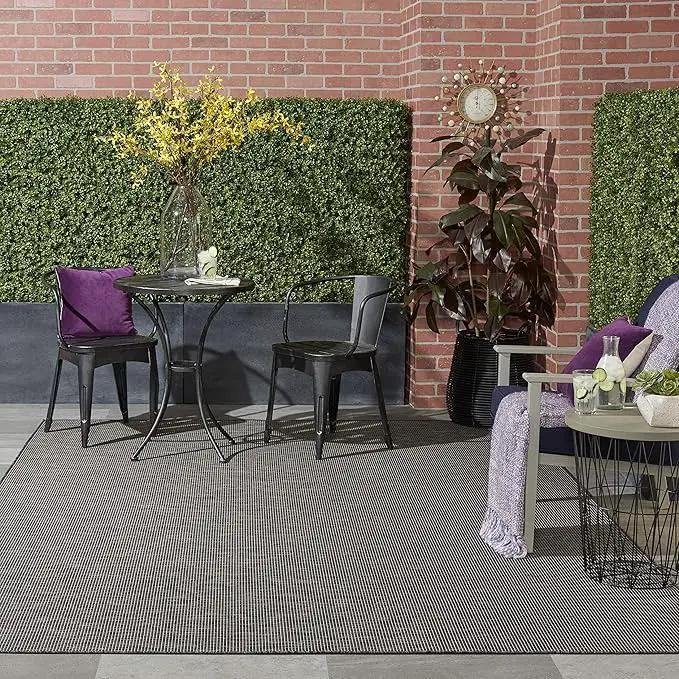 Nourison Home Positano Charcoal 8' x 10' Area Rug, Modern, Solid, Indoor/Outdoor, Easy Cleaning, Non Shedding, Bed Room, Living Room, Deck, Backyard by GreenHaven Gardens