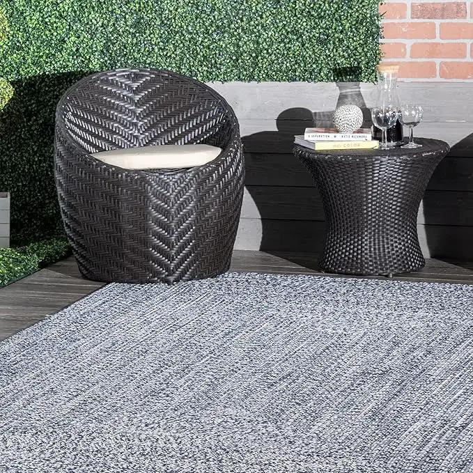 nuLOOM 10' x 14' Solid Hand Braided Indoor/Outdoor Area Rug, Pet-Friendly, High Traffic, Weather Resistant, for Patio, Balcony, Bedroom, Living, Dining Room, Wynn Navy by GreenHaven Gardens