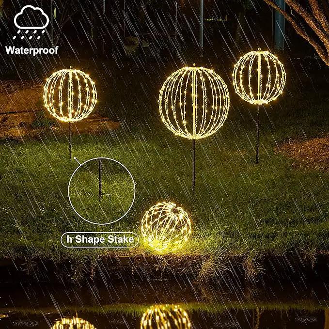 LIGHTSHARE 12IN 96LED Light Ball Yard Decoration Pathway Lights Sphere Light with Fold Flat Metal Frame Indoor Outdoor Waterproof Garden Lights, Plug in by GreenHaven Gardens