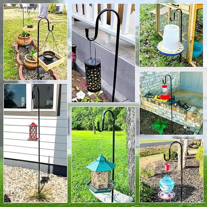Ottsuls Shepherds Hooks for Outdoor - 60" Heavy Duty Bird Feeder Pole with 5 Prong Base, Adjustable Stand Hanger for Garden Plant, Hummingbird Feeder, Lantern Lights - Haning Wedding Decor (1 Pack) by GreenHaven Gardens