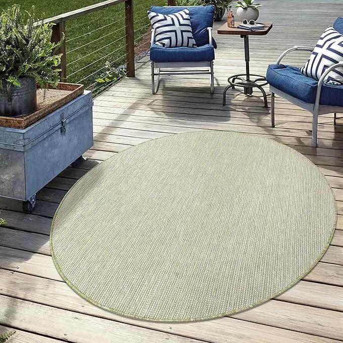 Keen Home Design Terrace Outdoor Round Rug - 5ft Round Washable Indoor/Outdoor Rug for Patio, Kitchen, Balcony, Beach, Garden, Deck and Porch, Size: 5'3" Round by GreenHaven Gardens