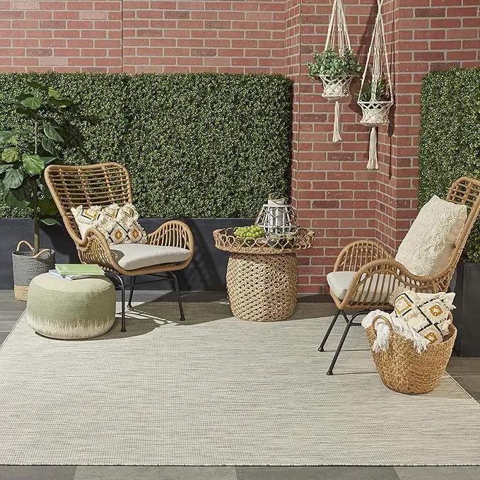 Nourison Home Positano 6' x 9' Light Gray Fabric Modern Indoor/Outdoor Area Rug by GreenHaven Gardens