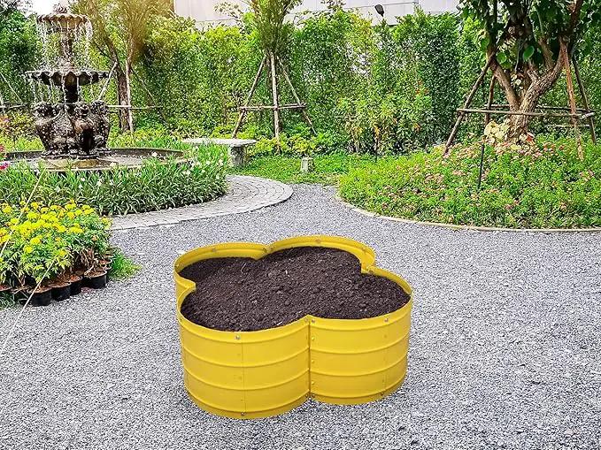 Galvanized Raised Garden Beds Outdoor // 3×3×1 ft Planter Raised Beds for Gardening, Vegetables, Flowers // Large Metal Garden Box (Yellow) // Patented Tool-Free Design by GreenHaven Gardens