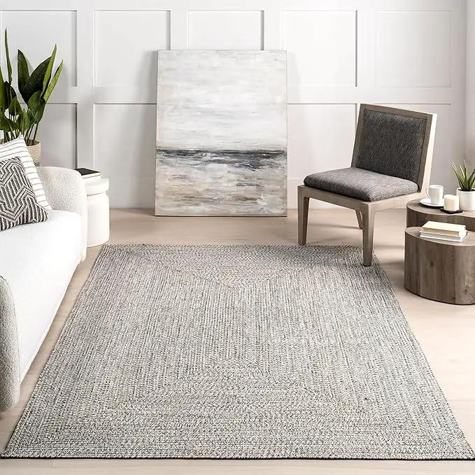nuLOOM Oval 5' x 8' Solid Hand Braided Indoor/Outdoor Area Rug, Pet-Friendly, High Traffic, Weather Resistant, for Patio, Balcony, Bedroom, Living, Dining Room, Wynn Salt and Pepper by GreenHaven Gardens