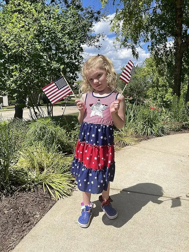 American Flags on Stick - Handheld Spearhead US Flag for 4th of July, Memorial Day Event Decorations - Patriotic Decor for Indoors & Yard - Wooden Stick, Cotton Fabric - (4"X6" - 144 Pack) by GreenHaven Gardens