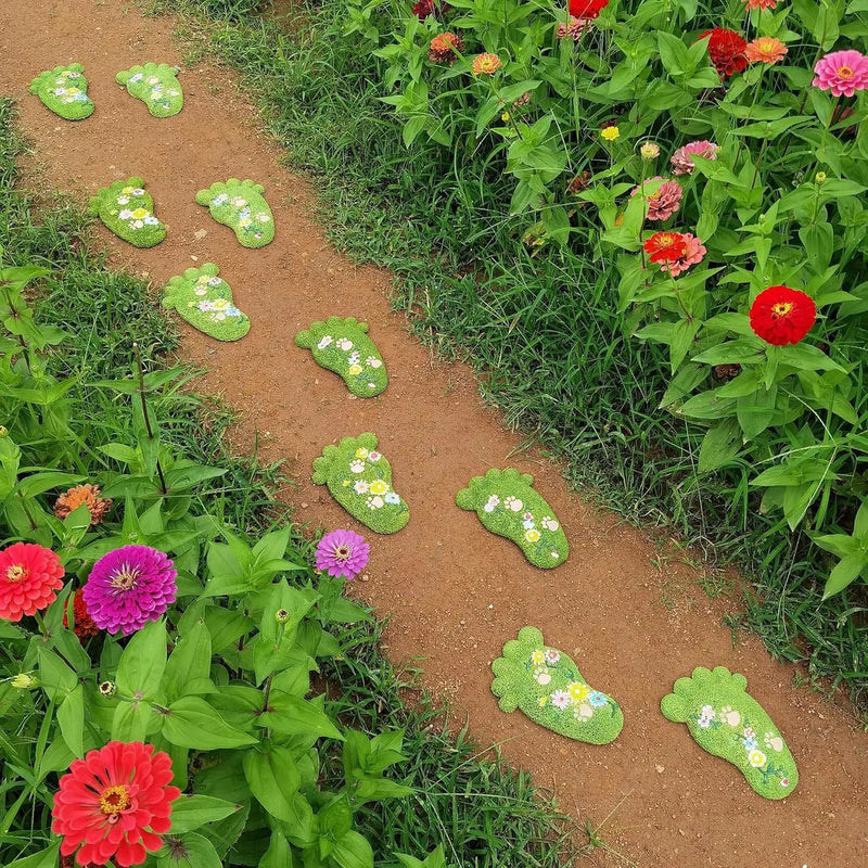 Garden Stepping Stones - Patio Outdoor Decorative Footprint Stones, Lawn Stepping Stones Set, Resin (Set of 2) by GreenHaven Gardens