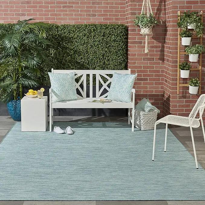 Nourison Home Positano 5' x 7' Aqua Fabric Modern Area Rug (5' x 7') by GreenHaven Gardens