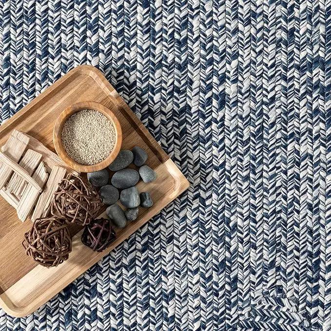 nuLOOM 10' x 14' Solid Hand Braided Indoor/Outdoor Area Rug, Pet-Friendly, High Traffic, Weather Resistant, for Patio, Balcony, Bedroom, Living, Dining Room, Wynn Navy by GreenHaven Gardens