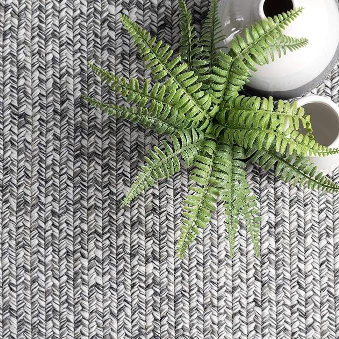 nuLOOM 2' x 16' Solid Hand Braided Indoor/Outdoor Area Rug, Pet-Friendly, High Traffic, Weather Resistant, for Patio, Balcony, Bedroom, Living, Dining Room, Wynn Salt and Pepper by GreenHaven Gardens