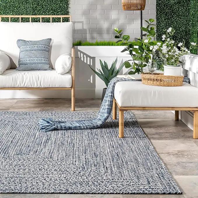 nuLOOM 2' x 8' Solid Hand Braided Indoor/Outdoor Area Rug, Pet-Friendly, High Traffic, Weather Resistant, for Patio, Balcony, Bedroom, Living, Dining Room, Wynn Navy by GreenHaven Gardens