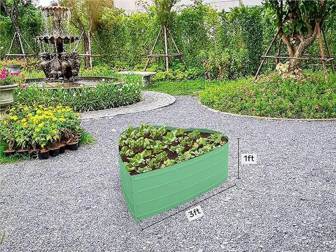 Galvanized Raised Garden Beds Outdoor // Planter Raised Beds for Gardening, Vegetables, Flowers // Large Metal Garden Box (Light Green) // Tool-Free Assembly by GreenHaven Gardens